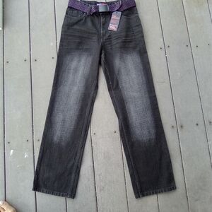 HAWK Kids Black Denim Jeans SIZE 16 R Slim Straight